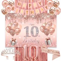Decorações de aniversário jenlion Rose Gold 10º aniversário Decorações de aniversário jenlion Rose Gold 10º aniversário