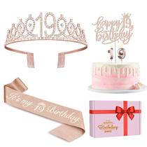 Decorações de aniversário Jesly 19º aniversário Girl Rose Gold