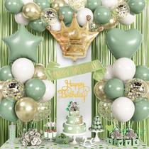 Decorações de aniversário Jobkoo Sage & Olive Green para meninas Decorações de aniversário Jobkoo Sage & Olive Green para meninas