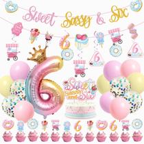 Decorações de aniversário JUYRLE Sweet Sassy e Six para meninas 6th