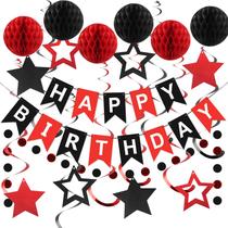 Decorações de Aniversário Meowtastic Vermelho e Preto - Tema Feliz Aniversário Decorações de Aniversário Meowtastic Vermelho e Preto - Tema Feliz Aniversário