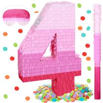 Decorações de aniversário Piñata Sratte Number 4 em gradiente rosa