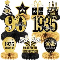 Decorações de aniversário Tevxj 90th Vintage 1935 Honeycomb x9