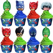 Decorações de aniversário Treasures Gifted PJ Masks Cupcake de 24 quilates Decorações de aniversário Treasures Gifted PJ Masks Cupcake de 24 quilates