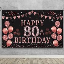 Decorações de aniversário Trgowaul 80º aniversário em ouro rosa para mulheres Decorações de aniversário Trgowaul 80º aniversário em ouro rosa para mulheres