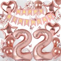 Decorações de aniversário VBEOLLOV Rose Gold 22th para mulheres Decorações de aniversário VBEOLLOV Rose Gold 22th para mulheres