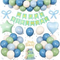 Decorações de aniversário Vibzox Blue Green Latex Balons