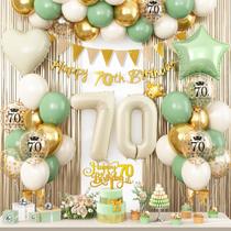 Decorações de aniversário Xinvery 70th Birthday Sage Green Gold Decorações de aniversário Xinvery 70th Birthday Sage Green Gold