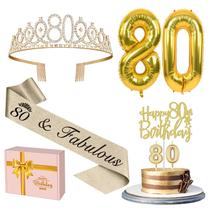 Decorações de aniversário YeohJoy 80º aniversário para mulheres douradas