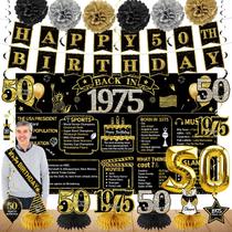 Decorações de aniversário Zirtorei 50th Vintage 1975 para homens 21 unidades Decorações de aniversário Zirtorei 50th Vintage 1975 para homens 21 unidades