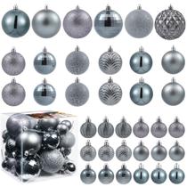 Decorações de árvore de Natal LANGXUN Grey 36 unidades 2024 Decorações de árvore de Natal LANGXUN Grey 36 unidades 2024