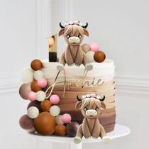 Decorações de bolo Jevenis Highland Cow Cake Topper Set