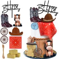 Decorações de bolo KEEPARTY, chapéu de cowboy e protetores de botas