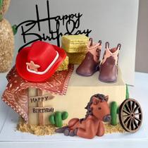 Decorações de bolo KEEPARTY Cowboy Hat Boot Horse Cake Topper