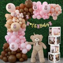 Decorações de chá de bebê Balloon Garland Teddy Bear Pink Girl