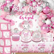 Decorações de chá de bebê Cocomigo Elephant Girl 254 unidades