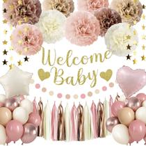 Decorações de chá de bebê Lasocy Pink Girl Welcome Baby