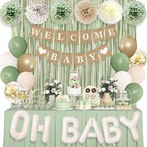 Decorações de chá de bebê Ouddy Party Sage Green Gênero Neutro Decorações de chá de bebê Ouddy Party Sage Green Gênero Neutro