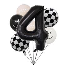 Decorações de festa 100% APRECIADAS: 40 cm, preto, 4 balões com rosto sorridente Decorações de festa 100% APRECIADAS: 40 cm, preto, 4 balões com rosto sorridente