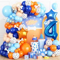 Decorações de festa: Adoravelmente azul e laranja, 4º aniversário