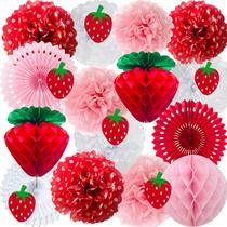 Decorações de festa ANSOMO Strawberry Poms Honeycom Balls Decorações de festa ANSOMO Strawberry Poms Honeycom Balls