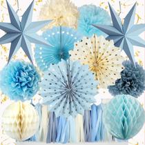 Decorações de festa Aodmti Blue Dusty Blue Bege 15 unidades