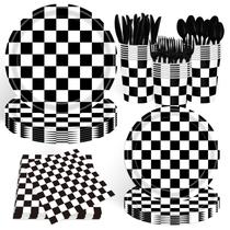 Decorações de festa ASLERMURE Race Car Preto Branco Quadriculado