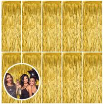 Decorações de festa BOMSI Gold Fringe Curtain Backdrop x10