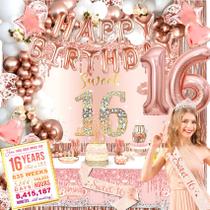 Decorações de festa CIFREH Sweet 16 Rose Gold Girls 16th Bday Decorações de festa CIFREH Sweet 16 Rose Gold Girls 16th Bday