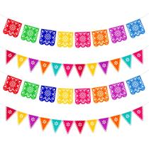 Decorações de festa com banners mexicanos de papel picado de 4 peças