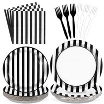 Decorações de festa, conjunto listrado em preto e branco da Grécia, 96 unidades Decorações de festa, conjunto listrado em preto e branco da Grécia, 96 unidades
