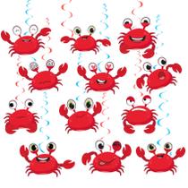 Decorações de festa Crab Hanging Swirls, 24 peças para festa de caranguejo