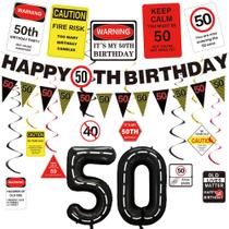 Decorações de festa de 50 anos Roetyce Caution Logos