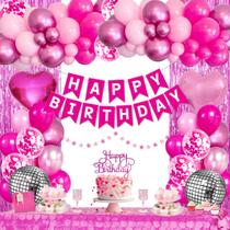 Decorações de festa de aniversário ABAOWO Pink para mulheres e meninas