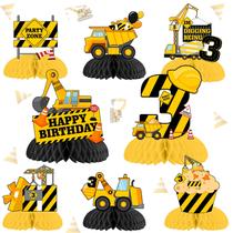 Decorações de festa de aniversário de construção para crianças de 3 anos - 8 peças