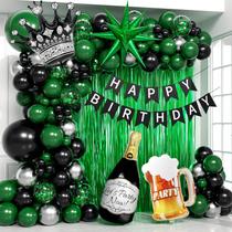 Decorações de festa de aniversário EHOIHEI Green Black Silver Men