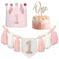 Decorações de festa de aniversário JUIIZAY Baby First Pink