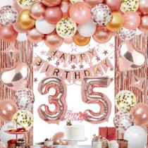 Decorações de festa de aniversário NANINUNENO 35th Rose Gold Women