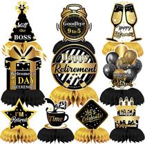 Decorações de Festa de Aposentadoria DTOFOOT - Kit com 10 Peças em Preto e Dourado Decorações de Festa de Aposentadoria DTOFOOT - Kit com 10 Peças em Preto e Dourado