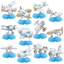 Decorações de festa de avião Honeycomb Centerpieces azuis (12) Decorações de festa de avião Honeycomb Centerpieces azuis (12)