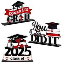 Decorações de festa de formatura LINGTEER Class of 2025 - 3 unidades Decorações de festa de formatura LINGTEER Class of 2025 - 3 unidades