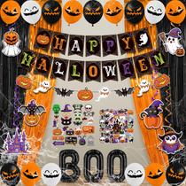 Decorações de festa de Halloween: até 112 unidades com banner e balões Decorações de festa de Halloween: até 112 unidades com banner e balões