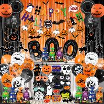 Decorações de festa de Halloween Bluegogo 110 unidades com banner e balões