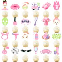 Decorações de festa de spa Cupcake Toppers 48 unidades para meninas
