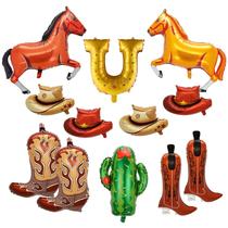 Decorações de festa FEXICHUJI Western Cowboy Horse Balloons x12