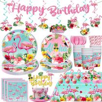 Decorações de festa Flamingo Birthday 179 unidades com conjunto de talheres
