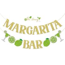 Decorações de festa FOZEE Margarita Bar Banner dourado/verde