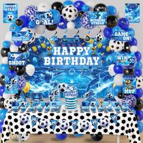 Decorações de festa FrozzlyFun Soccer para meninos com 173 unidades azuis Decorações de festa FrozzlyFun Soccer para meninos com 173 unidades azuis