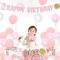 Decorações de festa Funmemoir Pink Milk and Cookies 1st Birthday