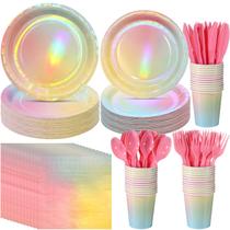 Decorações de festa FunnyPars Iridescent Rainbow para 25 convidados Decorações de festa FunnyPars Iridescent Rainbow para 25 convidados